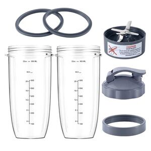 7 Pieces nutribullet Blender Cups & Blade Replacement Set 32oz